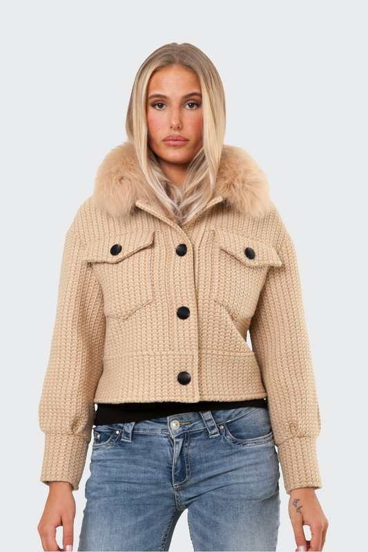 Button Up Wool Jacket - Beige