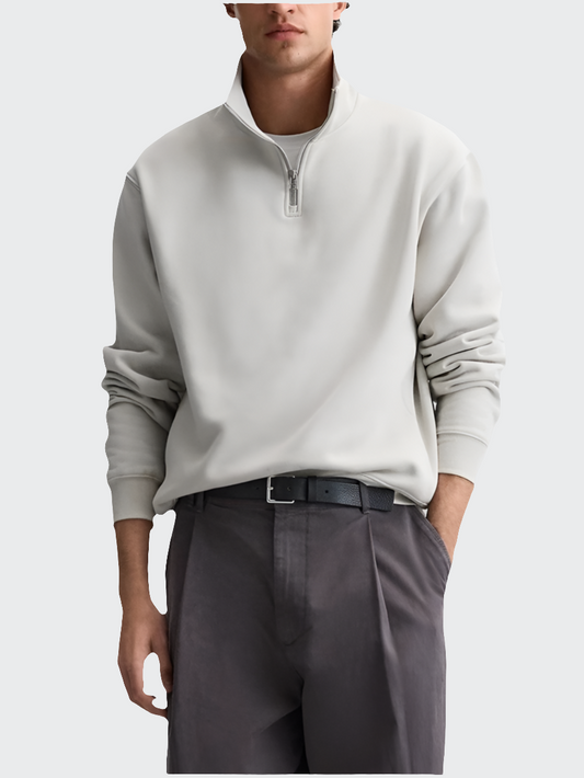 Basic Sweatshirt mit Stehkragen und Reißverschluss